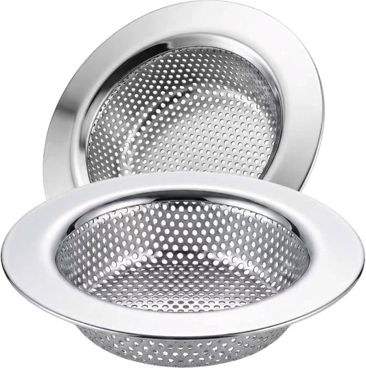 Kitchen Sink Strainer Stainless Steel, LASSHSWA Kitchen Sink Drain Strainer, Sink Strainers for Kitchen Sinks with Large Wide Rim 4.5" Diameter (2 Pack)