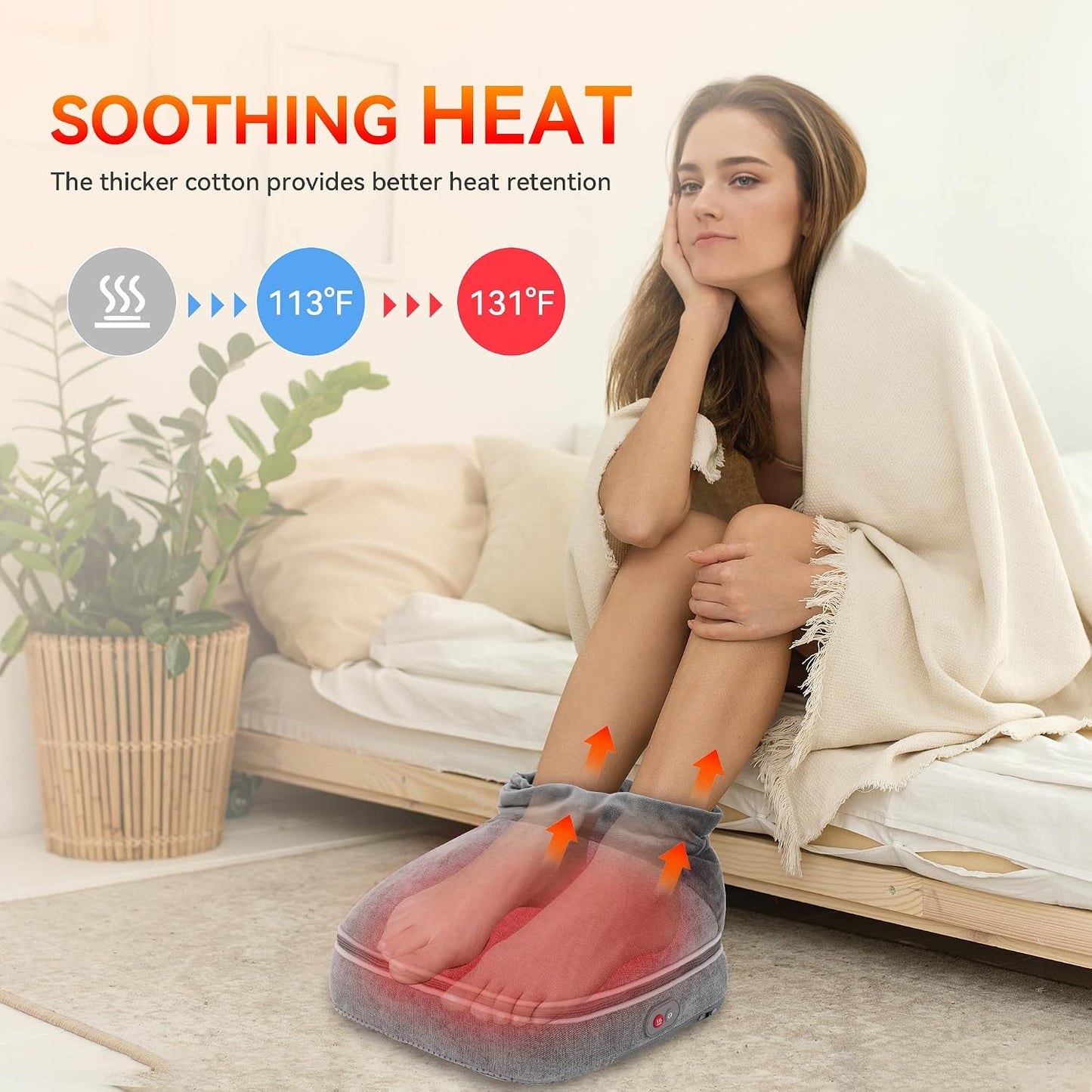 Snailax 2-in-1 Shiatsu Foot and Back Massager with Heat - Kneading Foot Warmer, Electric Feet Massage, Massagers for Back,Leg, Gift for Women Men