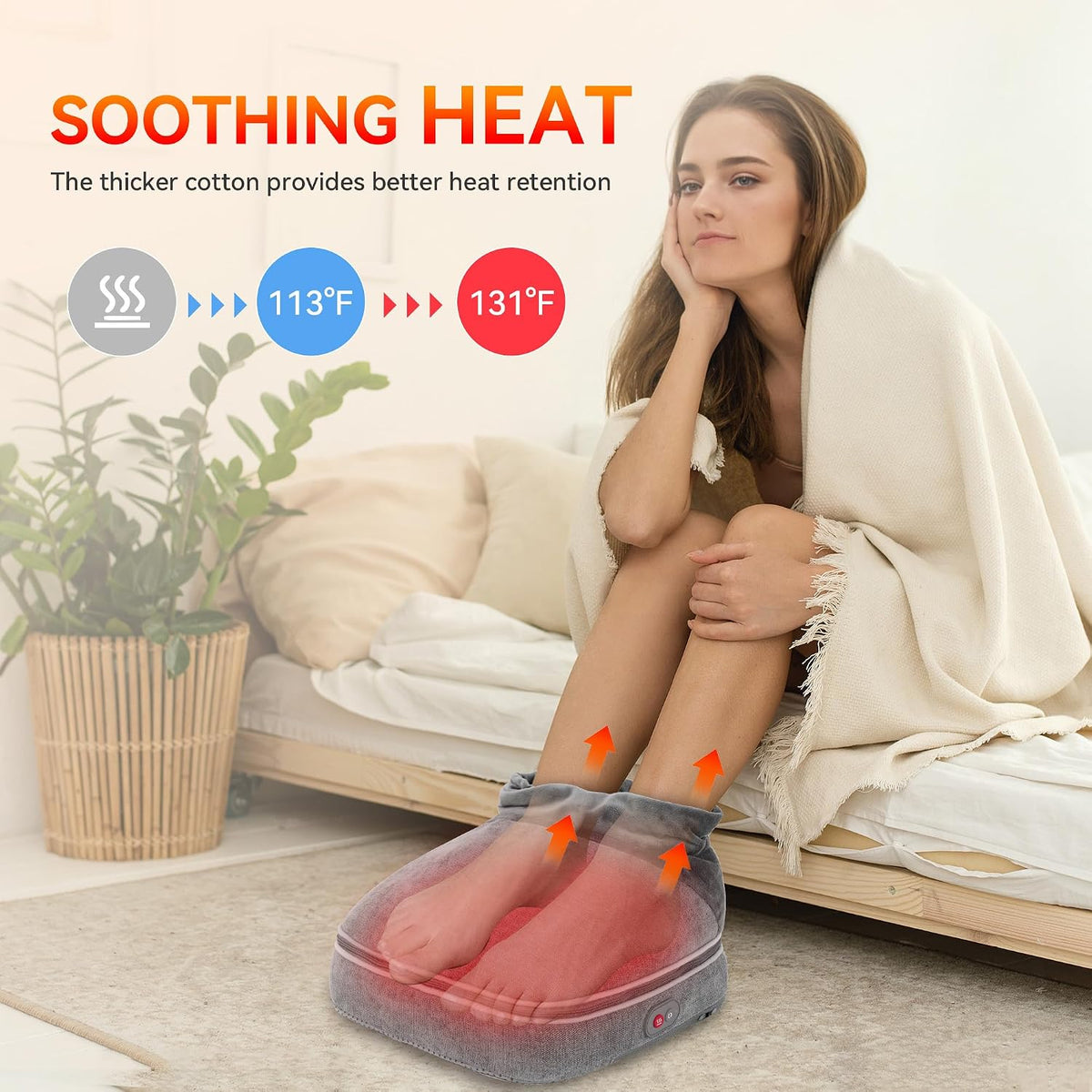 Snailax Shiatsu Foot Massager with Heat, Foot Warmer with Removable Cover