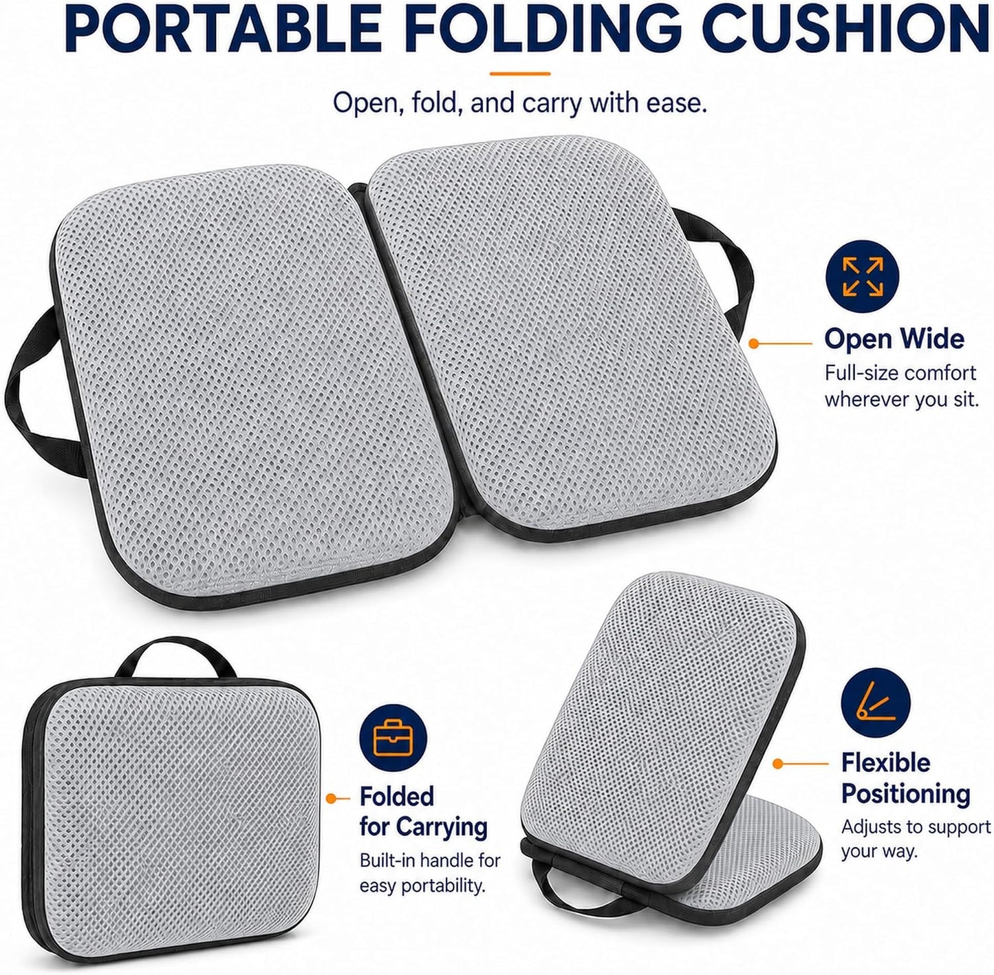 Sojoy iGelComfort 3 in 1 Foldable Gel Seat Cushion Featured with Memory Foam (A Must-Have Travel Cushion! Smart, Easy Travel Cushion) (Size: 18.5“ x 15" x 2")