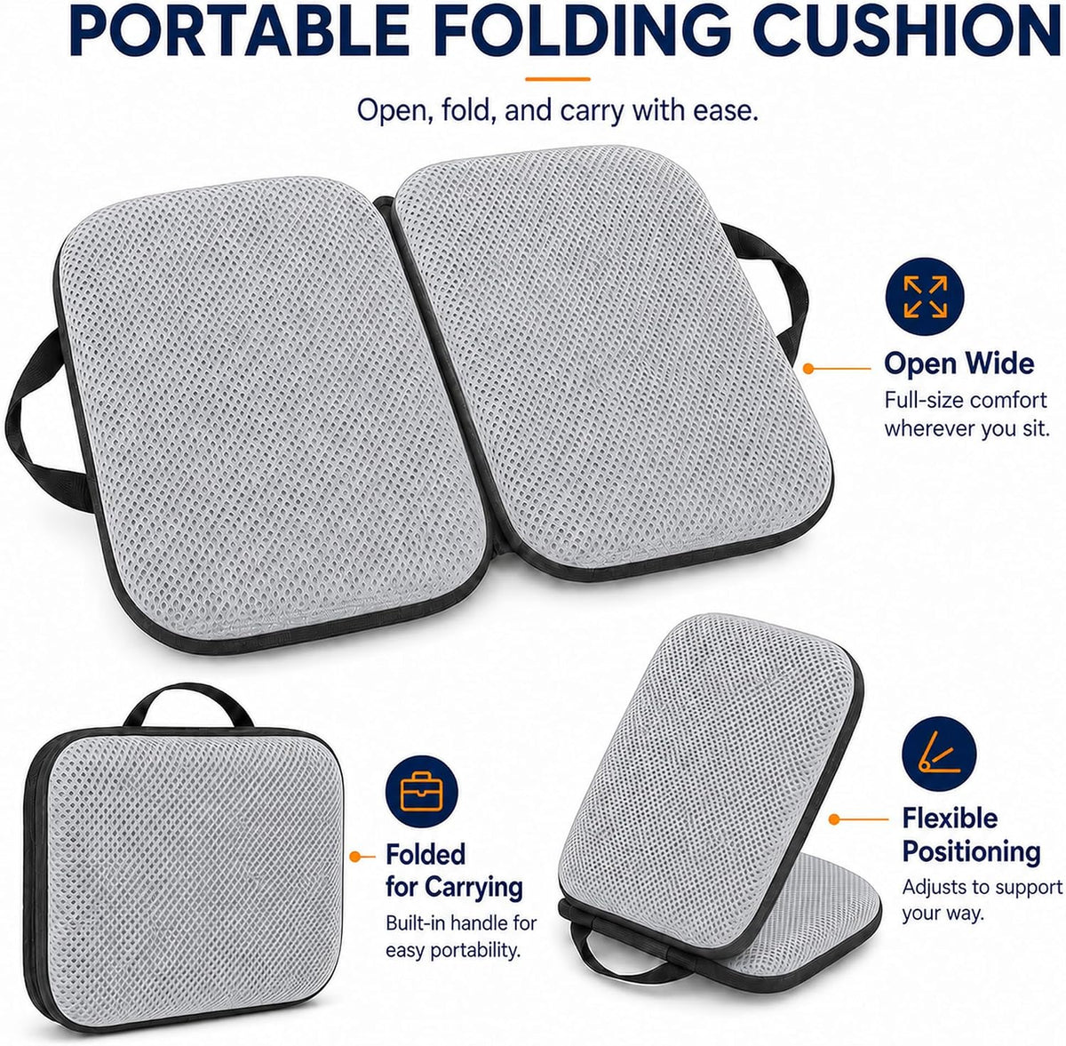 Sojoy iGelComfort 3 in 1 Foldable Gel Seat Cushion Featured with Memory Foam (A Must-Have Travel Cushion! Smart, Easy Travel Cushion) (Size: 18.5“ x 15" x 2")