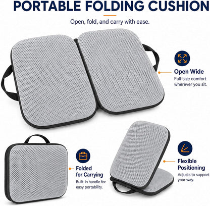 Sojoy iGelComfort 3 in 1 Foldable Gel Seat Cushion Featured with Memory Foam (A Must-Have Travel Cushion! Smart, Easy Travel Cushion) (Size: 18.5“ x 15" x 2")