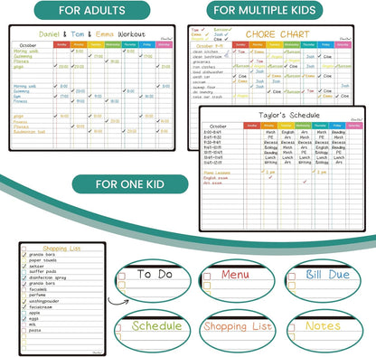 Magnetic Dry Erase Weekly Calendar for Fridge - Large 17"x12" Magnetic Weekly Planning Board with Hourly Time Slots - 6 Extra Fine Point Markers Included