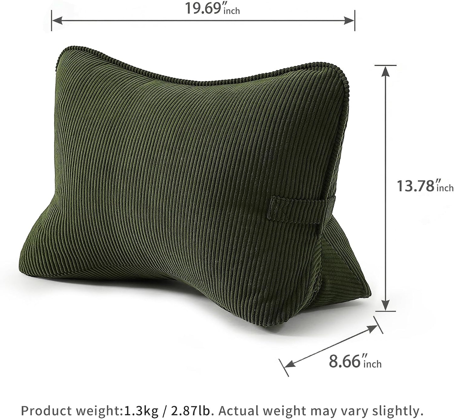 Pat. Pend. Corduroy Lumbar Support Back Pillow for Watching TV, Reading & Gaming, Ergonomic Triangle Support Cushion for Sofa, Armchair & Bed Sitting, Removable Washable Cover, Beige Gray
