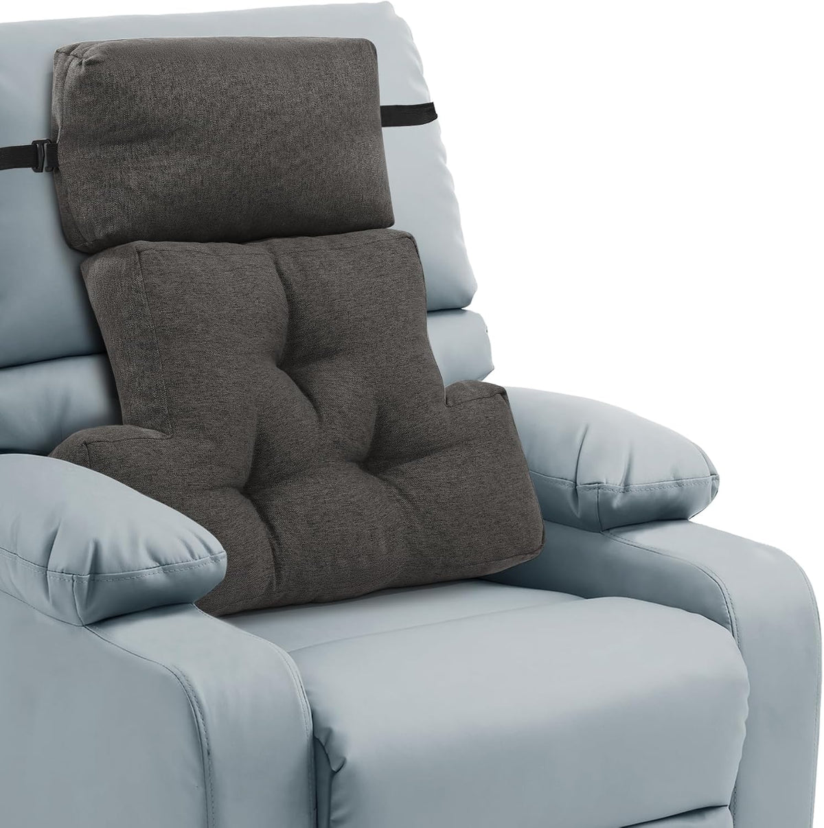 ROYALAY 2 Pcs Neck Pillow Lumbar Support for Recliner, Back Pillow for Chair with Adjustable Headrest Pillow, Back Rest Pillow for Office Chairs, Recliners,Sofa, Couch