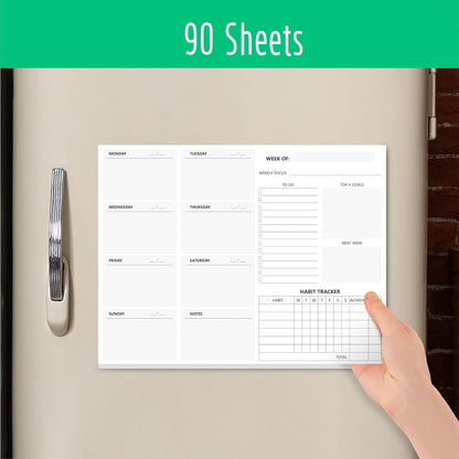 Weekly Planner Desktop List Note Pad To Do List with Magnet Mountings for Fridge Locker (90 Sheets 9" x 6")