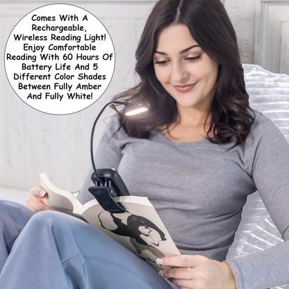 Homie Reading Pillow with Reading Light and Wrist Support, Has Arm Rests, and Back Support for Bed Rest, Lounging, Reading, Working on Laptop, Watching TV (Gray)