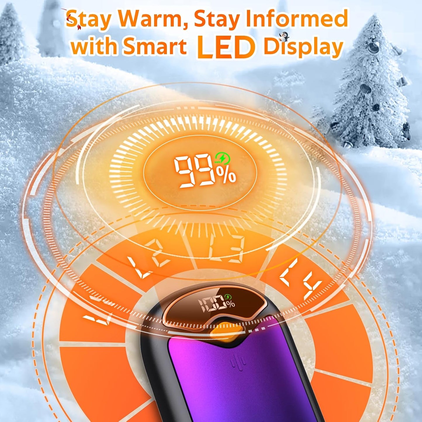Hand Warmers Rechargeable - Magnetic Electric Hand Warmers 2 Pack, LED Display, 4 Settings Fast Heating Reusable Portable Heater Handwarmers for Golf Hunting Camping Essentials, Gifts for Men Women