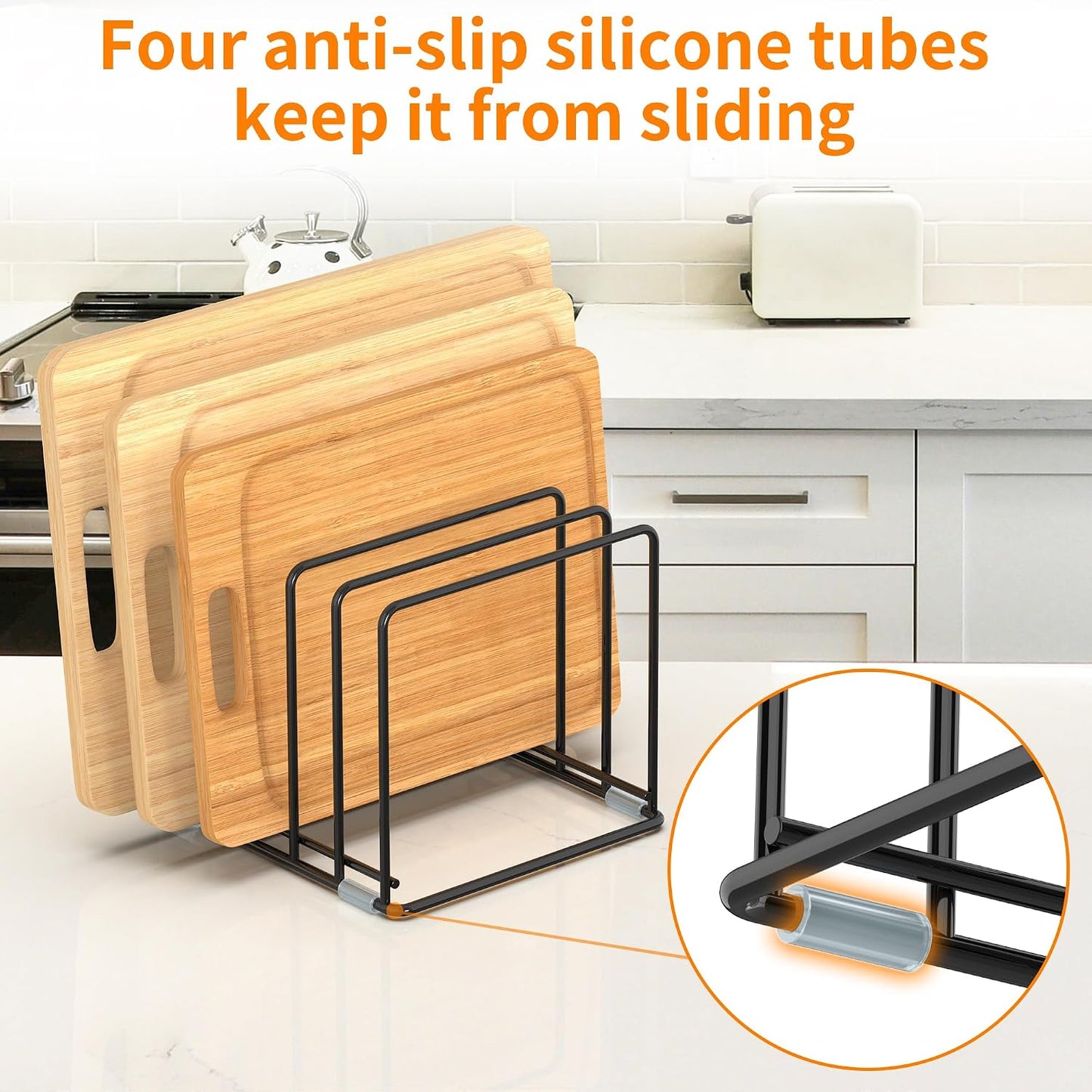 Cutting Board Organizer, Kitchen Cabinet Organizer | Divided Rack with 5 Slots for Baking Trays - Cookie sheet Organizer, Baking Sheets Holder [2-Pack], Large