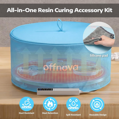 OFFNOVA Resin Heating Mat & Leveling Table, 2-in-1 Resin Tools for Epoxy Resin, Resin Curing Machine for Resin Molds, Undeformed Resin Dryer with Smart Timer & Temperature Control, Silicone Mat