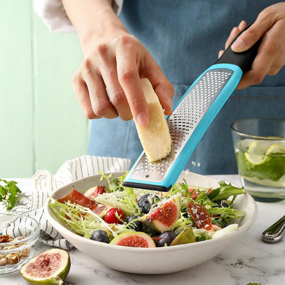 Spring Chef Stainless Steel Lemon Zester - Garlic & Ginger Grater - Gray | Premium Zester with Blade Cover, Cheese Grater with Handle for Parmesan, Nutmeg, Lime - Durable Citrus Zester, Fine Shred