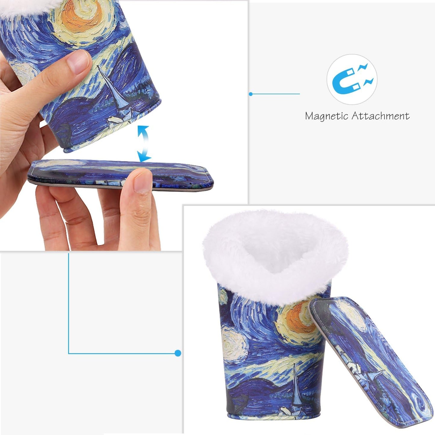 MoKo Eyeglasses Holder, Modern Velvet Plush Lined PU Leather Household Magnetic Holder Protective