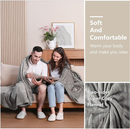 Tefici Electric Heated Blanket, Super Cozy 2-Layer Flannel Heated Throw