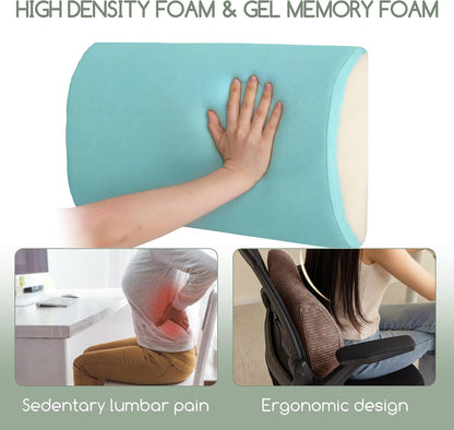 HIGOGOGO Lumbar Support Pillow for Recliner Chair/Accent Chair/Couch, Memory Foam Back Support Cushion for Elderly, Recliner Cushions for Back Rest, Pain Relief, Reading, Washable Cover, Brown