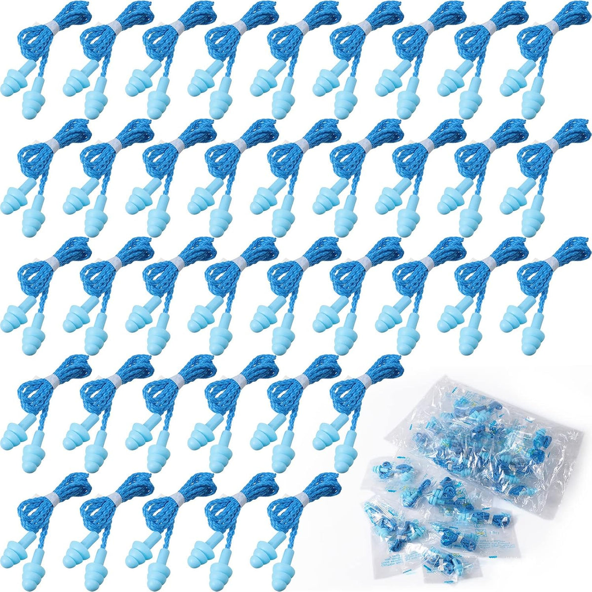 Tondiamo 200 Pairs Ear Plug Bulk with Cord Reusable Silicone, Fresh