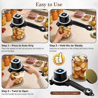 Electric Jar Opener for Seniors with Auto-Adjusting Gripper,Fit 1"-3.5" Cap | Rechargeable Jar & Bottle Openers for Weak Hands and Arthritis, Easy Twist Off Lid Opener with Rubber Gripper Pad，Red