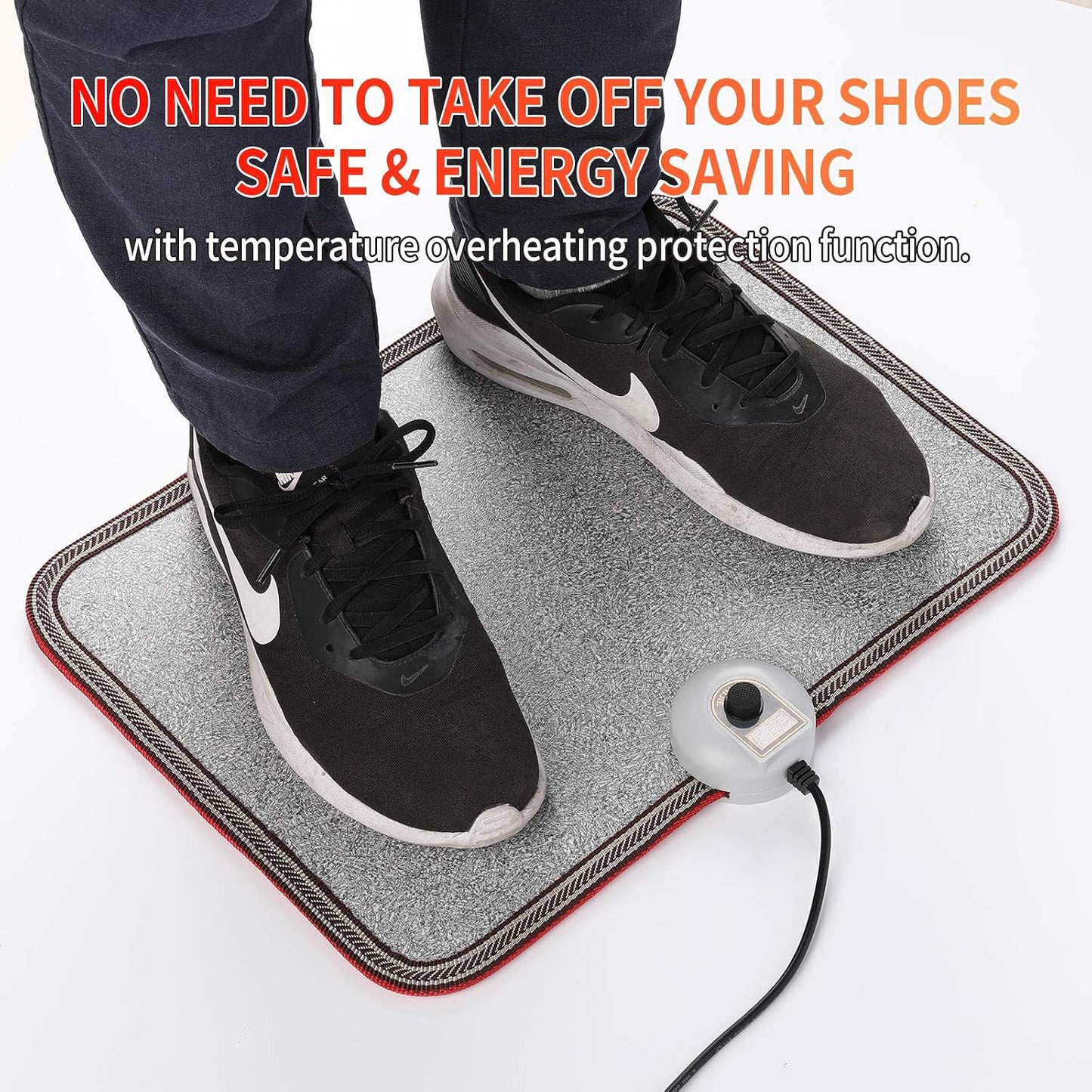 Electric Heated Floor Mats - AC 110V Foot Heater, Heated Foot Warmer Mat Under Desk for Office and Home (Black)