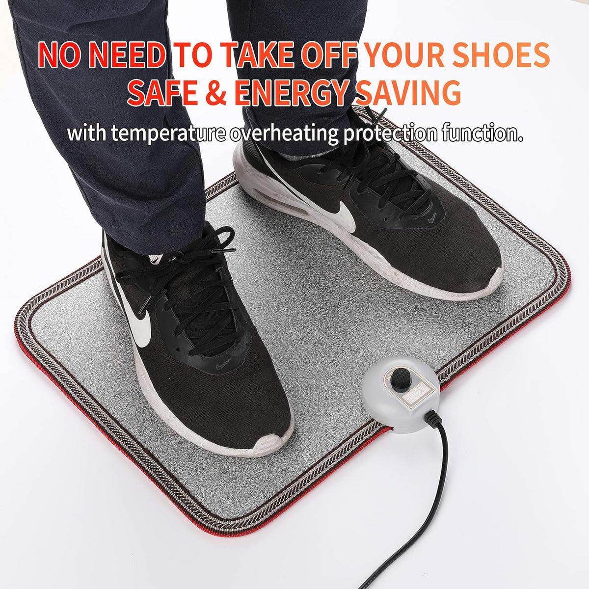 Electric Heated Floor Mats - AC 110V Foot Heater, Heated Foot Warmer Mat Under Desk for Office and Home (Black)