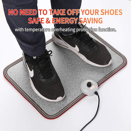 Electric Heated Floor Mats - AC 110V Foot Heater, Heated Foot Warmer Mat Under Desk for Office and Home (Black)