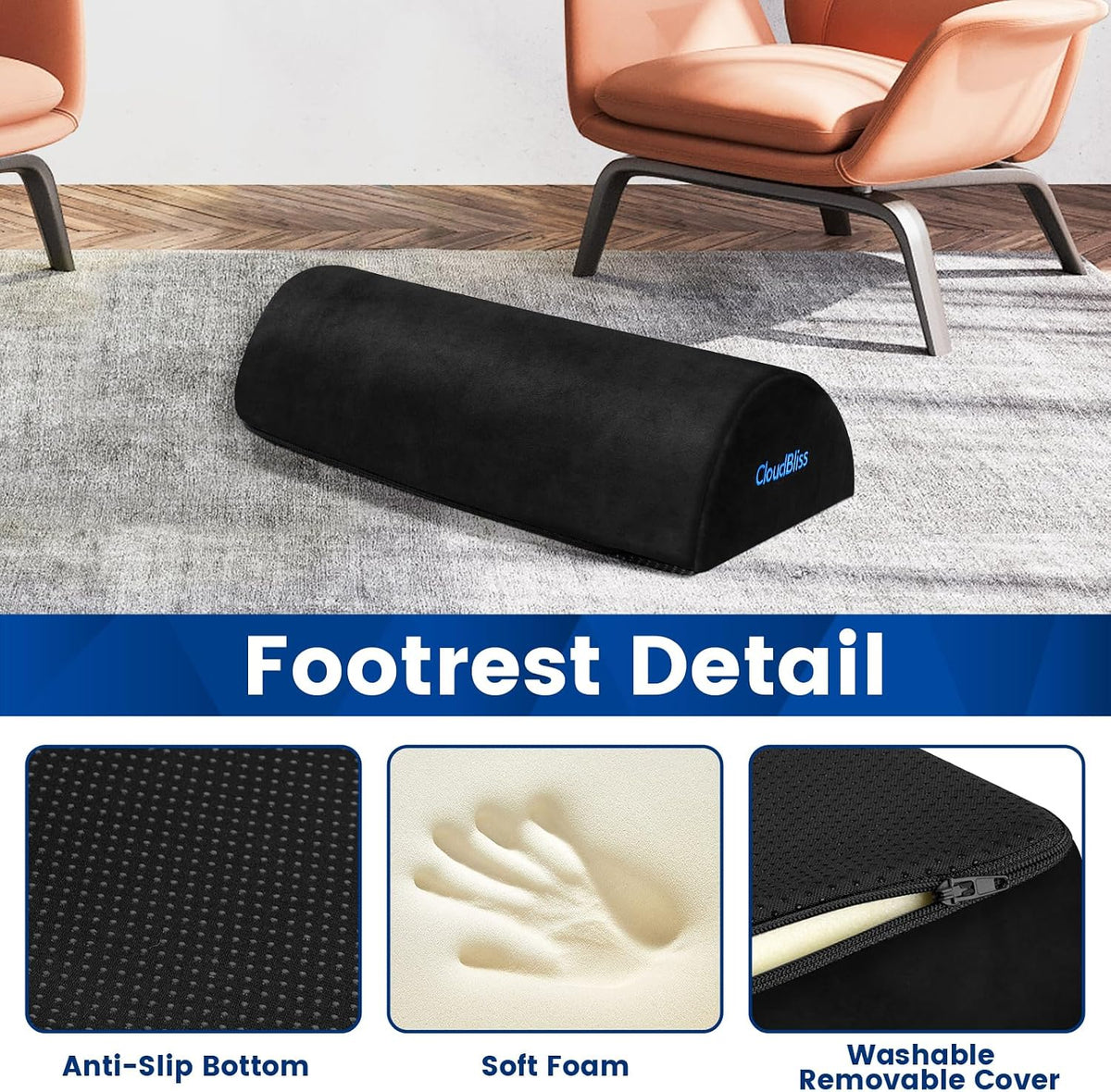 Foot Rest for Under Desk at Work, Foot Stool for Office, Footrest, Black