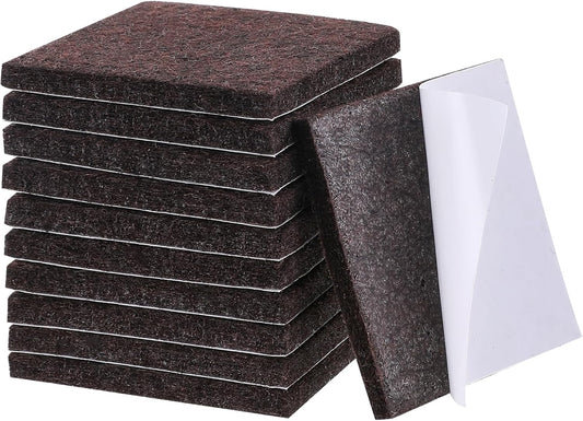 12Pcs Square Felt Furniture Pads, Self Adhesive Square Furniture Felt Pad 2 inch x 2 inch Cuttable Anti Scratch Floor Protectors Surface Protector for Hardwood Cabinet Laminated Floor Tile