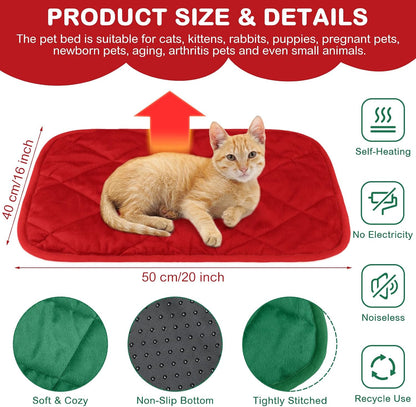 2 Pack Self Heating Cat Mat Self Warming Pet Pads Washable Kennel Mat Dog Crate Pad Reflects Body Heat Non Skid Cat Thermal Pads for Puppy Indoor Outdoor(Black,16 x 20 Inches)