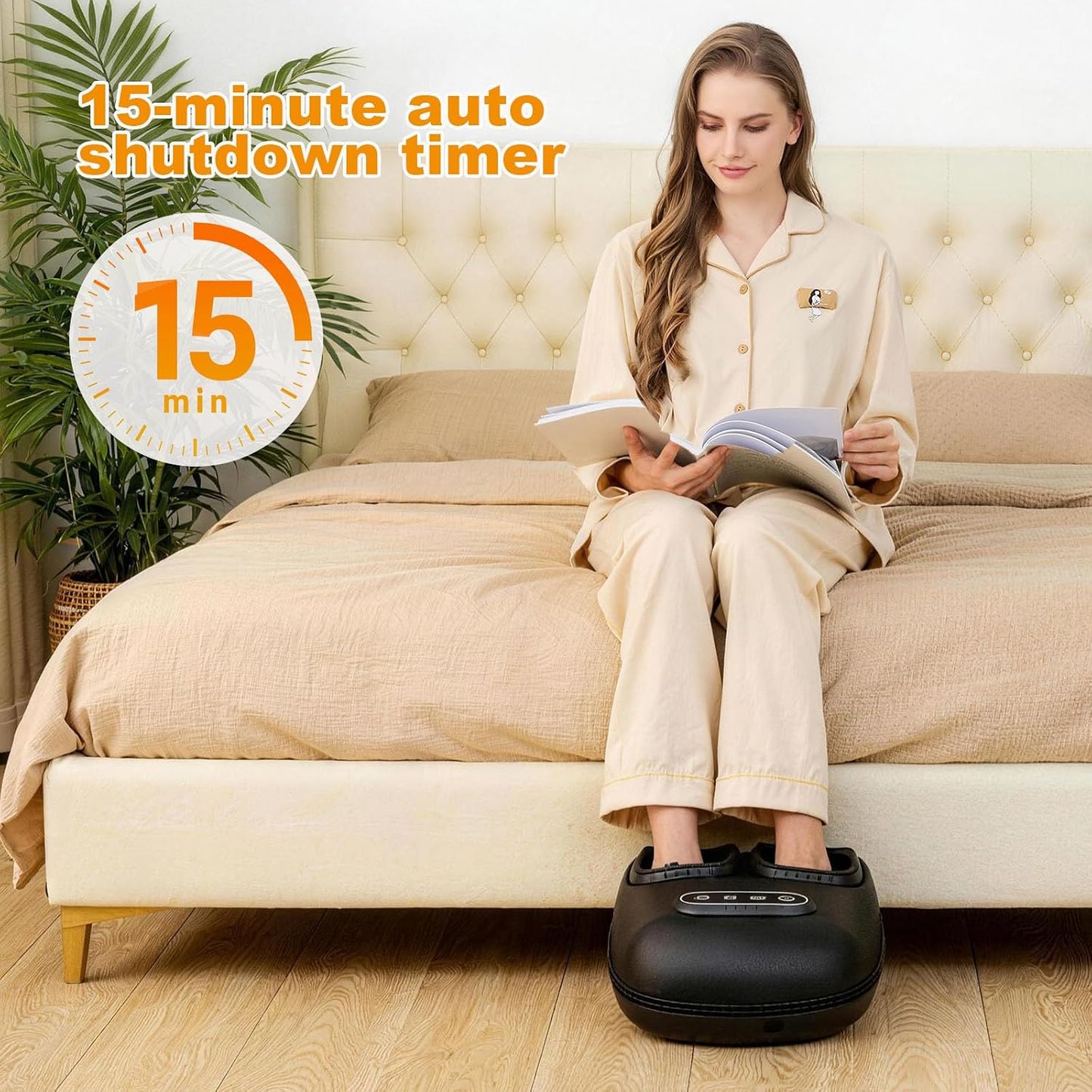 LINGTENG Foot Massager, Heated Foot Massager (Agate Black) | Deep Kneading-Detachable Washable-Home Office Underdesk-Men Women Parent Senior-Birthday Anniversary Christmas Valentine Gift