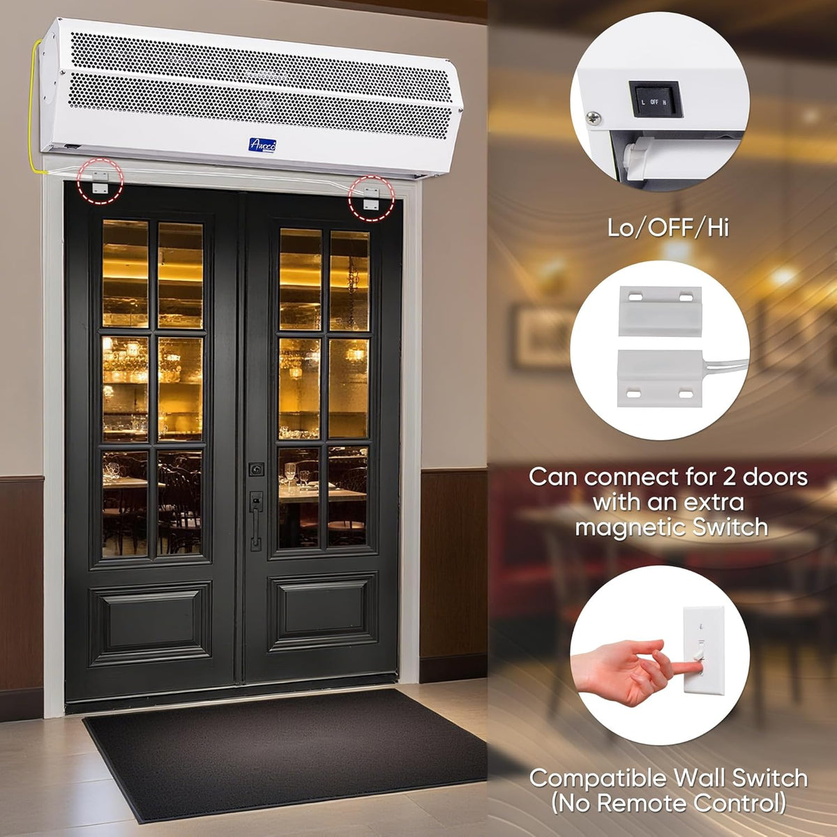 Awoco 72" Super Power 2 Speeds 2350CFM Commercial Indoor Air Curtain