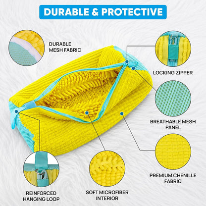 Kalitease Shoe Washing Bag – 2Pcs Reusable Shoe Laundry Bags for Sneakers, 360° Deep Cleaning, Secure Lock Sneaker Washing Machine Bag with 6 Deodorizer Balls & Shoe Trees (white)