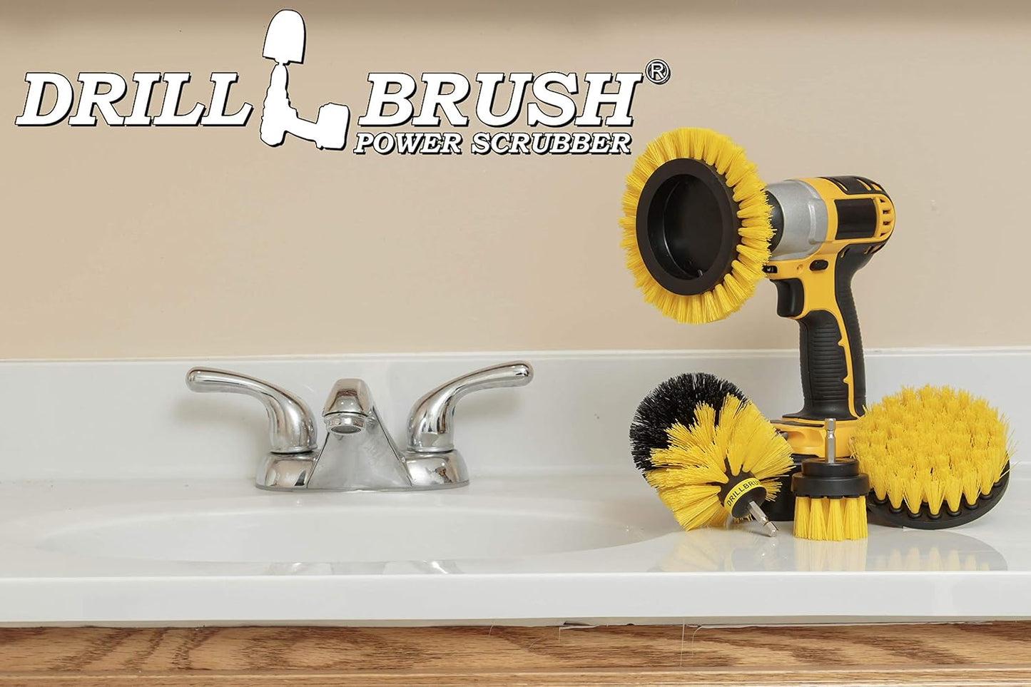 Yellow Drill Brush Attachments for Cleaning Shower, Grout Lines, Bathroom | Grout Cleaner Drillbrush Kit - Rotary Scrub Brush Tile Cleaner Drill Attachment for Crevices - Bathroom Tile Scrubber Set
