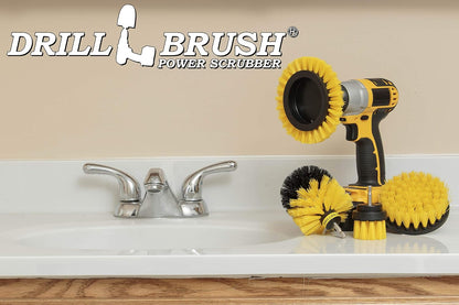 Yellow Drill Brush Attachments for Cleaning Shower, Grout Lines, Bathroom | Grout Cleaner Drillbrush Kit - Rotary Scrub Brush Tile Cleaner Drill Attachment for Crevices - Bathroom Tile Scrubber Set