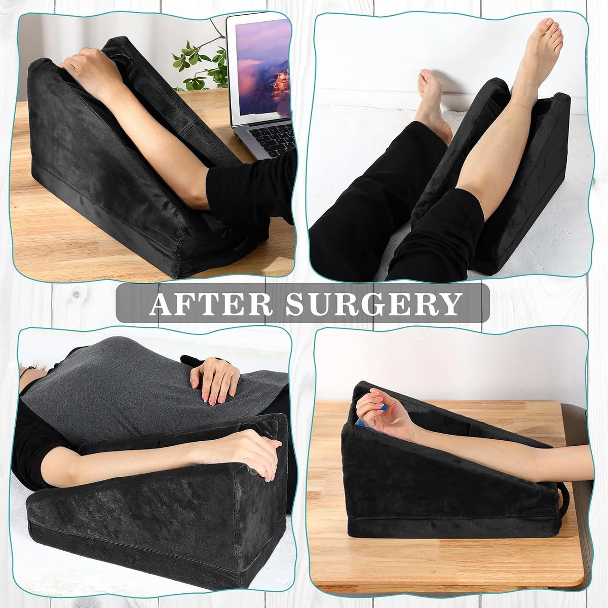 Buryeah Dark Gray Arm Elevation Pillow 2 Pocket, Plush Material
