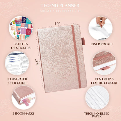 Legend Food Journal, Weight Loss & Meal Tracking Diary 5.8x8.3 Hot Pink