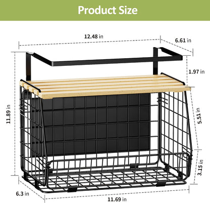 2 Pack Magnetic Shelf for Fridge, Fruit Potato Onion Storage Bins | Magnetic Basket with Lid, Side of Fridge Storage, Produce Basket for Fruits Vegetables Spices, Kitchen Pantry Organizer