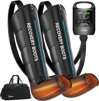 YINGGG Upgraded Leg Compression Recovery System, Cordless Professional Full Leg Compression Massager Boots with Heat, Pro Sequential Compression Device for Circulation Warm-up and Fast Recovery-Medium