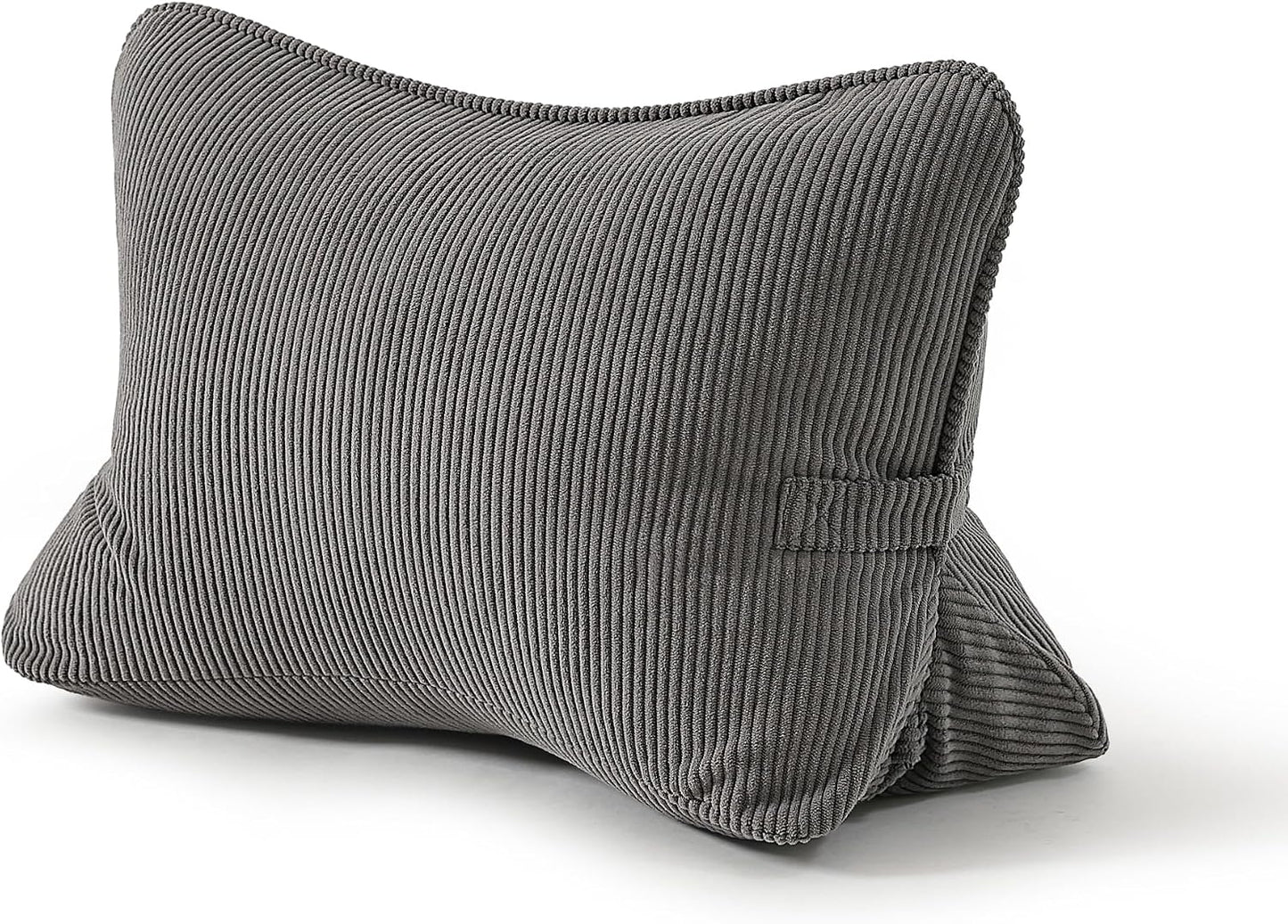 Pat. Pend. Corduroy Lumbar Support Back Pillow for Watching TV, Reading & Gaming, Ergonomic Triangle Support Cushion for Sofa, Armchair & Bed Sitting, Removable Washable Cover, Beige Gray