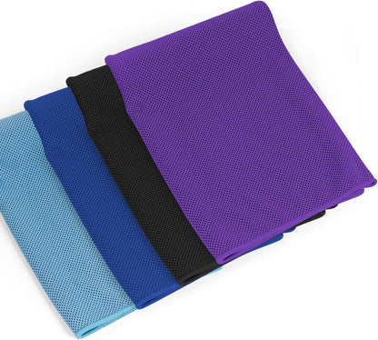 4 Pack Cooling Towels Wrap for Neck Face,Ice Cold Towel Rags Quick Dry for Gym Fitness Yoga Tennis Cycling Running Hiking Workout Sweat(Multicolor-02)