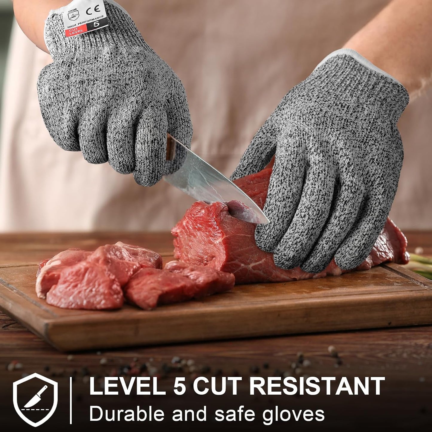 12 Pairs Cut Resistant Gloves Level 5 Protection Safety Cutting Kitchen Cuts Gloves for Chefs Garden
