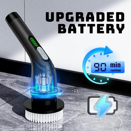 Electric Spin Scrubber for Bathroom: Shower Cleaner Brush with Long Handle (White1)