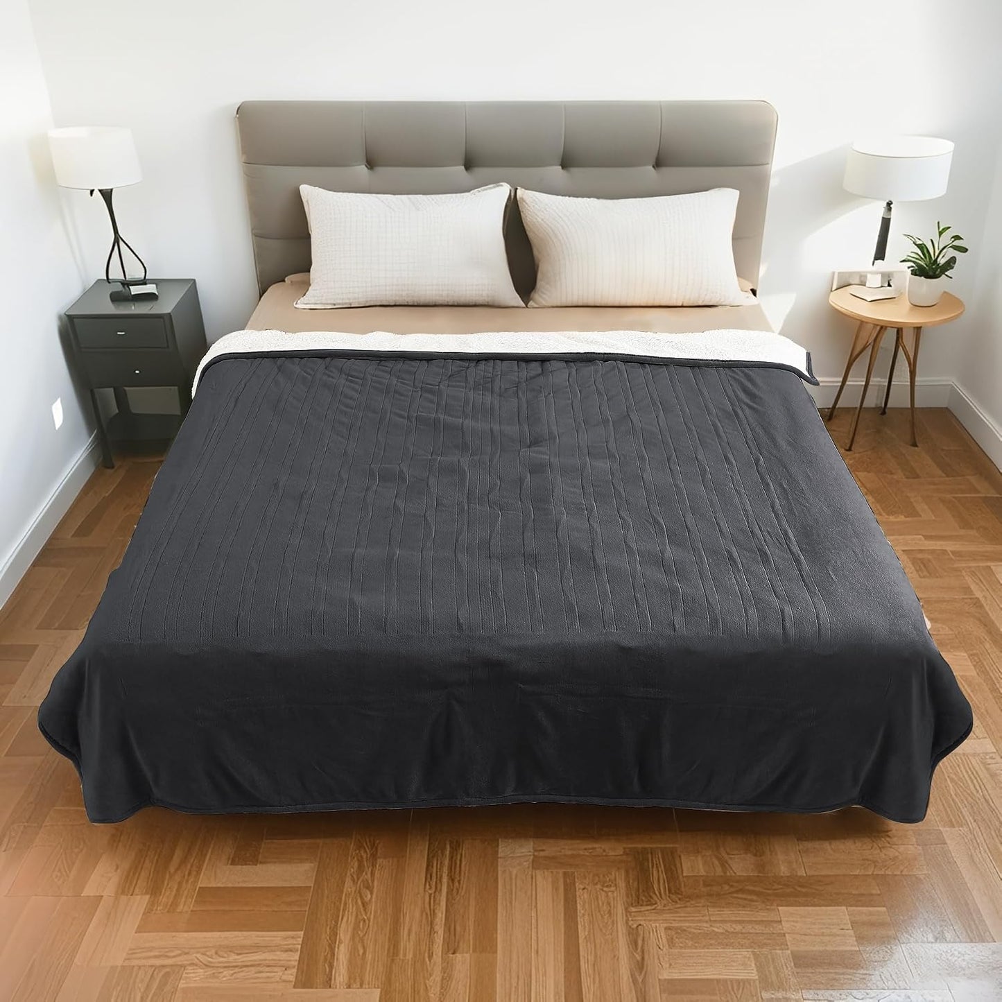 Electric Heated Blanket Full Size 72"x84" – Light Gray | ETL for Safe Overnight, 4 Heat Settings & 10H Auto Off, Dual-Sided Microplush Sherpa for Home Night, Machine washable
