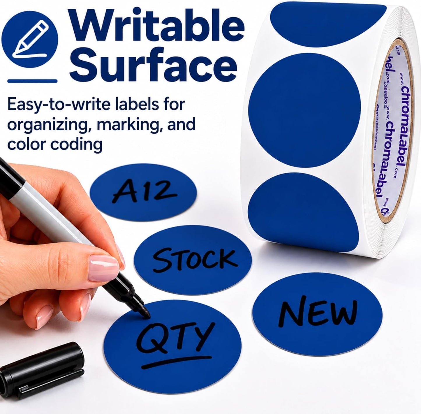 Fluorescent Green Dot Stickers, 2 Inch, 500/Roll | Writable Matte Paper Circle Stickers for Inventory, Classrooms, Offices, Retail, and Color Coding. Made in USA