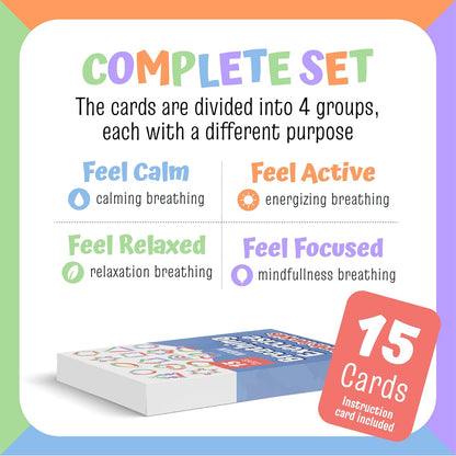 Breathing Exercise Cards for Kids | Montessori Flash Cards, Mindfulness Calm Down Corner Kit, Anxiety Relief