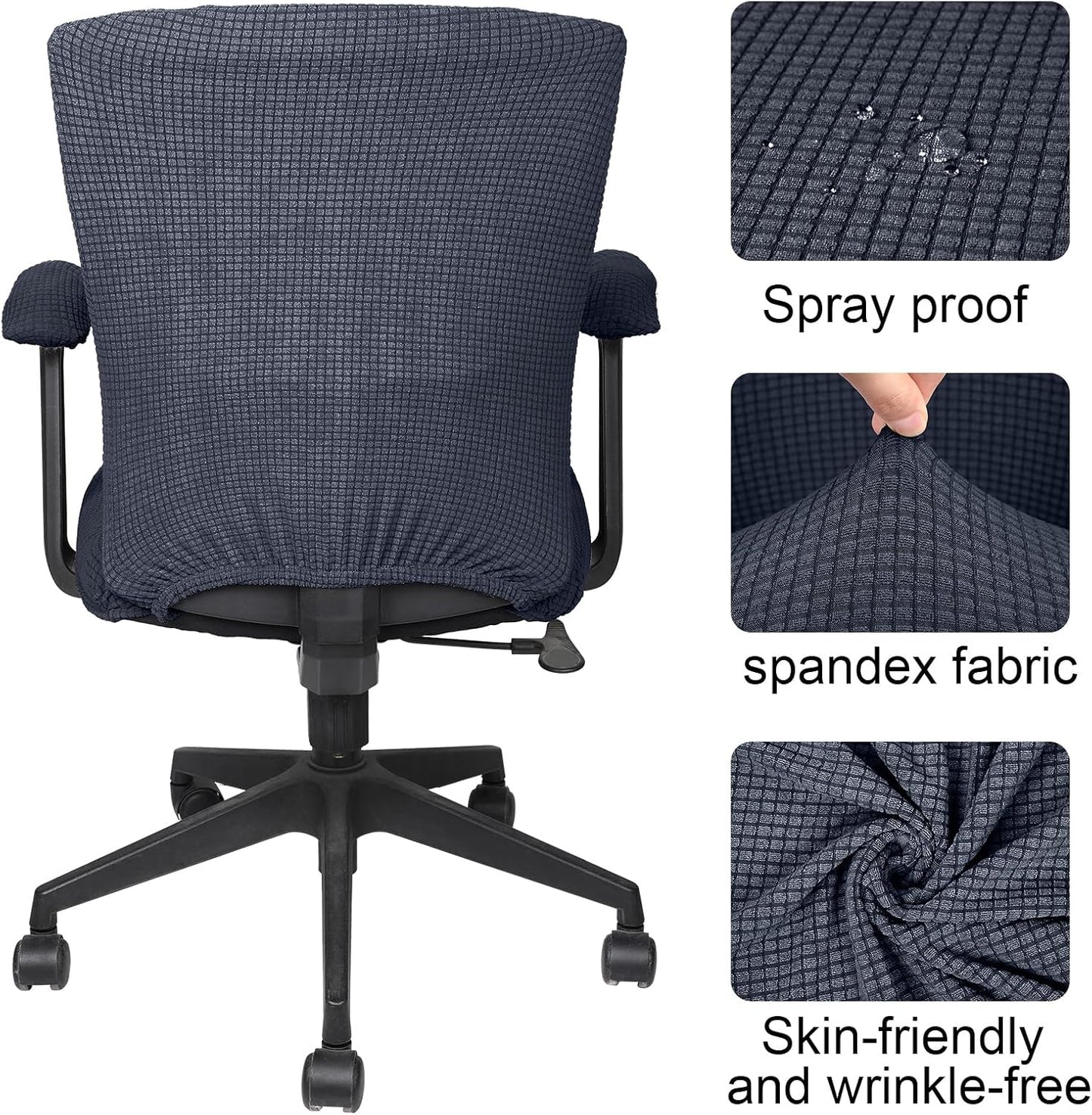 Tallew 4 Pcs Office Chair Covers Set Computer Universal Protective Stretchable Chair Seat Covers Desk Armrest Slipcovers Pads Office Cushion Backrest for Rotating (XL,Silver Gray)