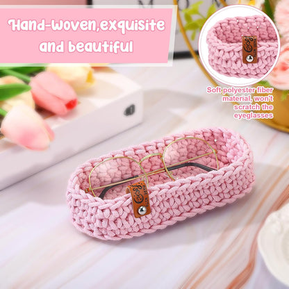 Tioncy Eyeglasses Holder for Nightstand Wool Anti Scratch Desk Bedside Knit Eyeglass Storage for Fathers Day Graduation Gifts