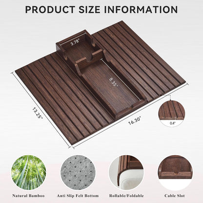 GEHE Bamboo Couch Cup Holder, Anti-Spill Sofa Arm Tray, Natural and Easy to Clean Couch Arm Cup Holder Armrest Tray Perfect for Cups, Beers, Snacks, Remote Control, Drinks