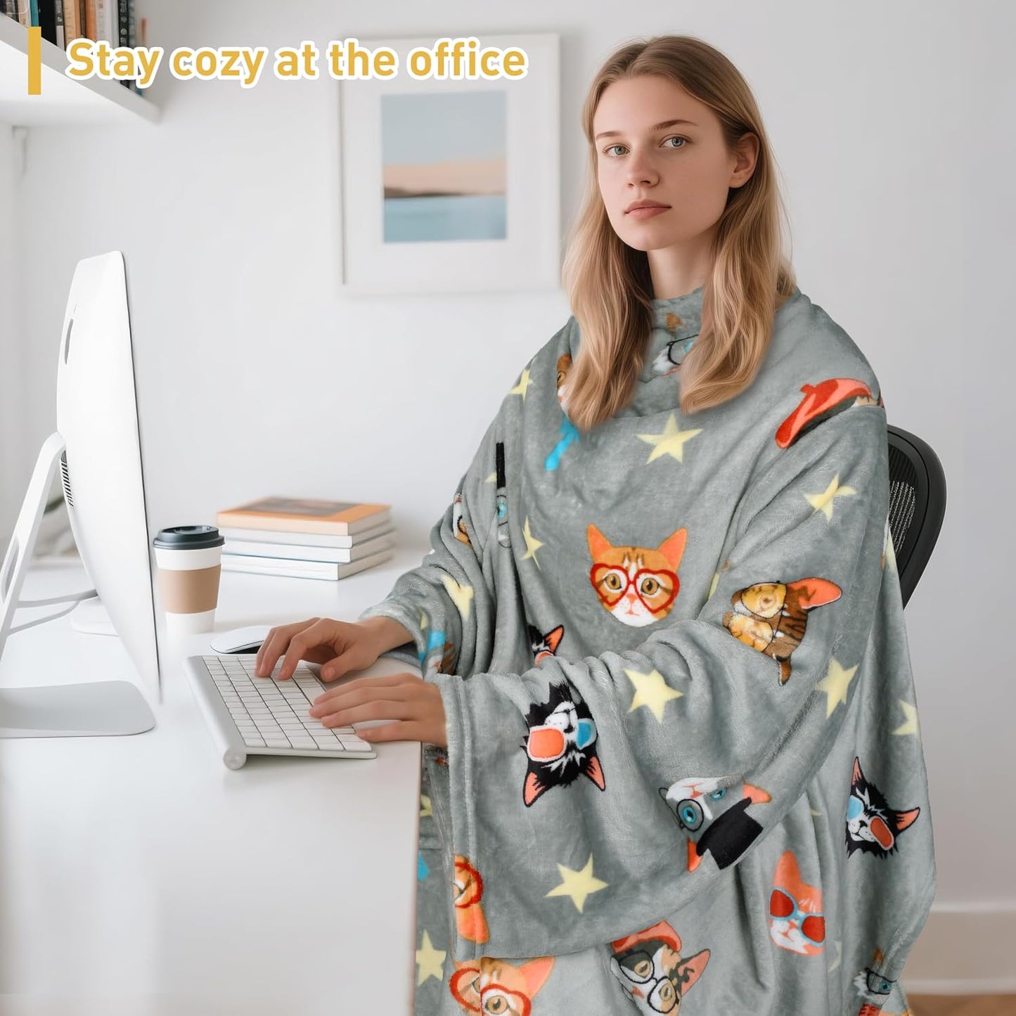 Catalonia Wearable Blanket with Sleeves & Foot Pocket for Adults | Soft Fleece Throw Wrap with Hands-Free Comfort, Perfect for Reading, TV Time & Relaxing, Christmas Gift for Women & Men