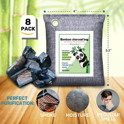 Activated Charcoal Odor Absorber Deodorizer Odor Eliminator for Strong Odor | Home, Basement, Closets, Shoes, Smoke, Car Air Freshener. 3 Pack Nature Bamboo Charcoal Air Purifying Bags
