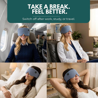 Heated Eye Mask – Cordless Electric Warm Eye Compress for Dry Eyes, Stye & Eye Strain Relief – 4 Heat Settings, Rechargeable, Light-Blocking, Blackout, Washable Cover (Ocean Stone)