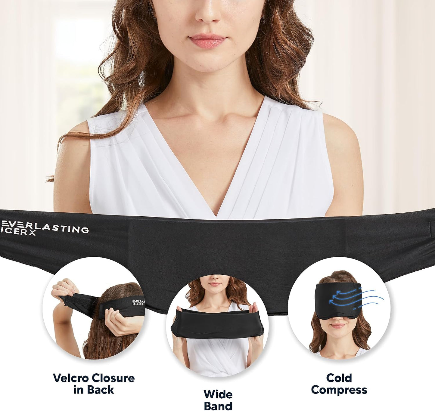 Cooling Eye Mask for Puffiness - Gel Eye Mask Reusable - Eye Ice Pack for Migraines, Sinus Pain, Sore Eyes & Face Ice Pack Therapy - with Adjustable Strap