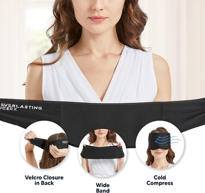 Cooling Eye Mask for Puffiness - Gel Eye Mask Reusable - Eye Ice Pack for Migraines, Sinus Pain, Sore Eyes & Face Ice Pack Therapy - with Adjustable Strap